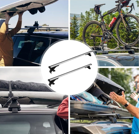 Barras de techo universales auto sin gotero 120cm-Portaequipajes-Multishop Uruguay