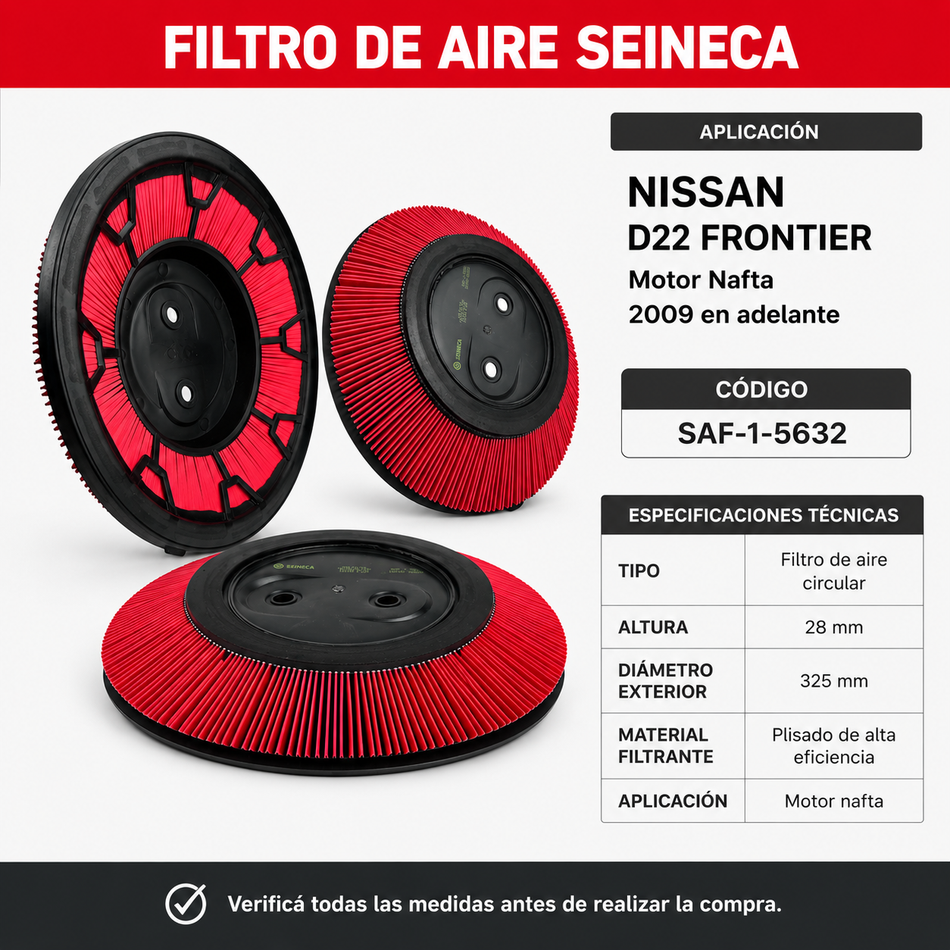 Filtro de Aire Nissan D22 Frontier Nafta 2009