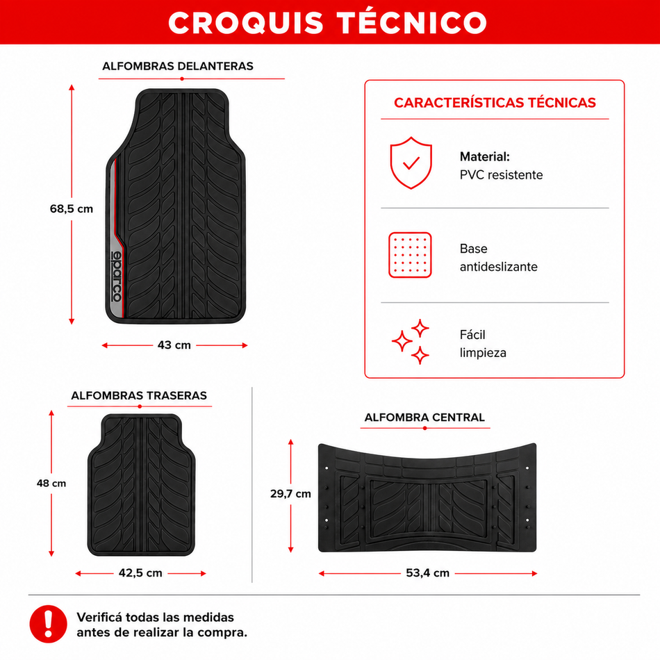 Alfombras Auto Sparco PVC Universal 5 Piezas
