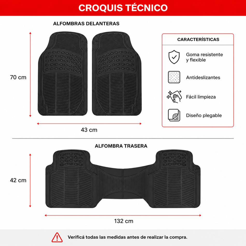 Juego de Alfombras Universal para autos 3 piezas
