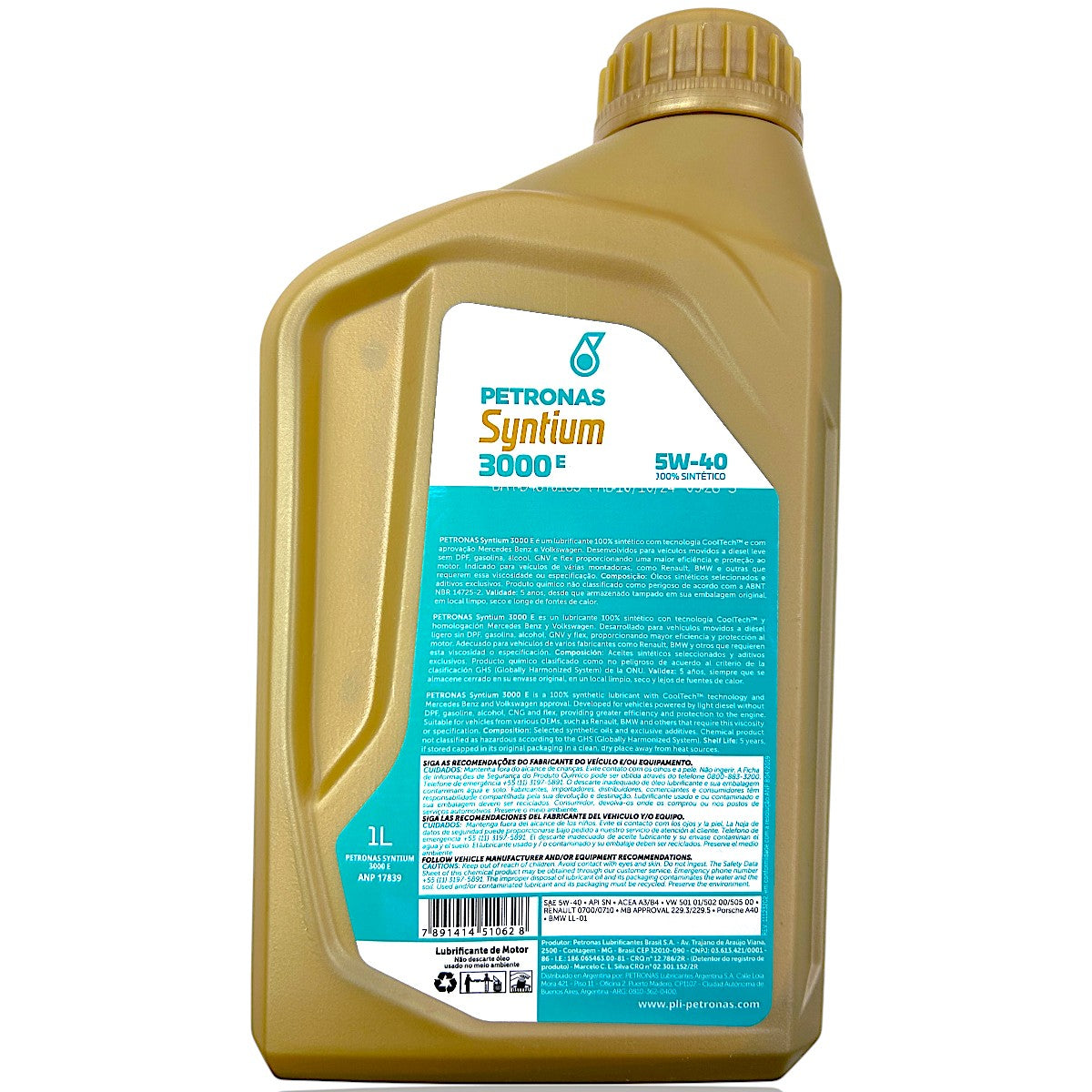 Aceite Petronas Syntium 3000e 5w40 Sintetico 1l-P5W40-Multishop Uruguay