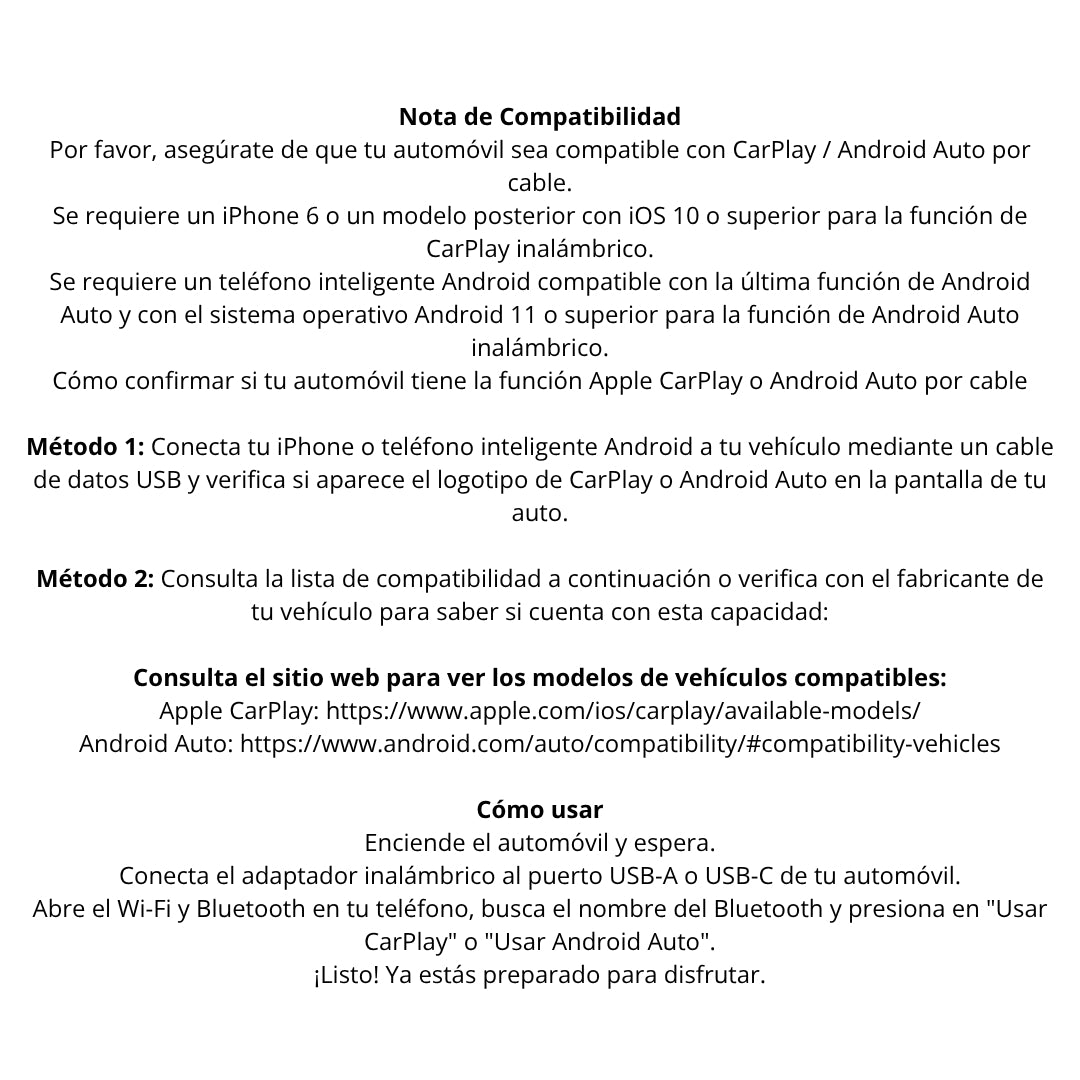 Adaptador CarPlay Android Auto Inalámbrico USB-Radios-Multishop Uruguay