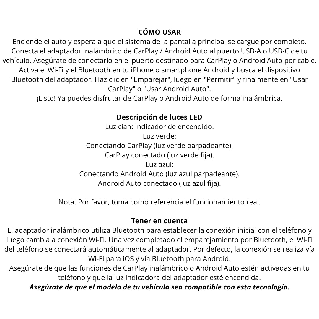 Adaptador CarPlay Android Auto Inalámbrico USB-Radios-Multishop Uruguay