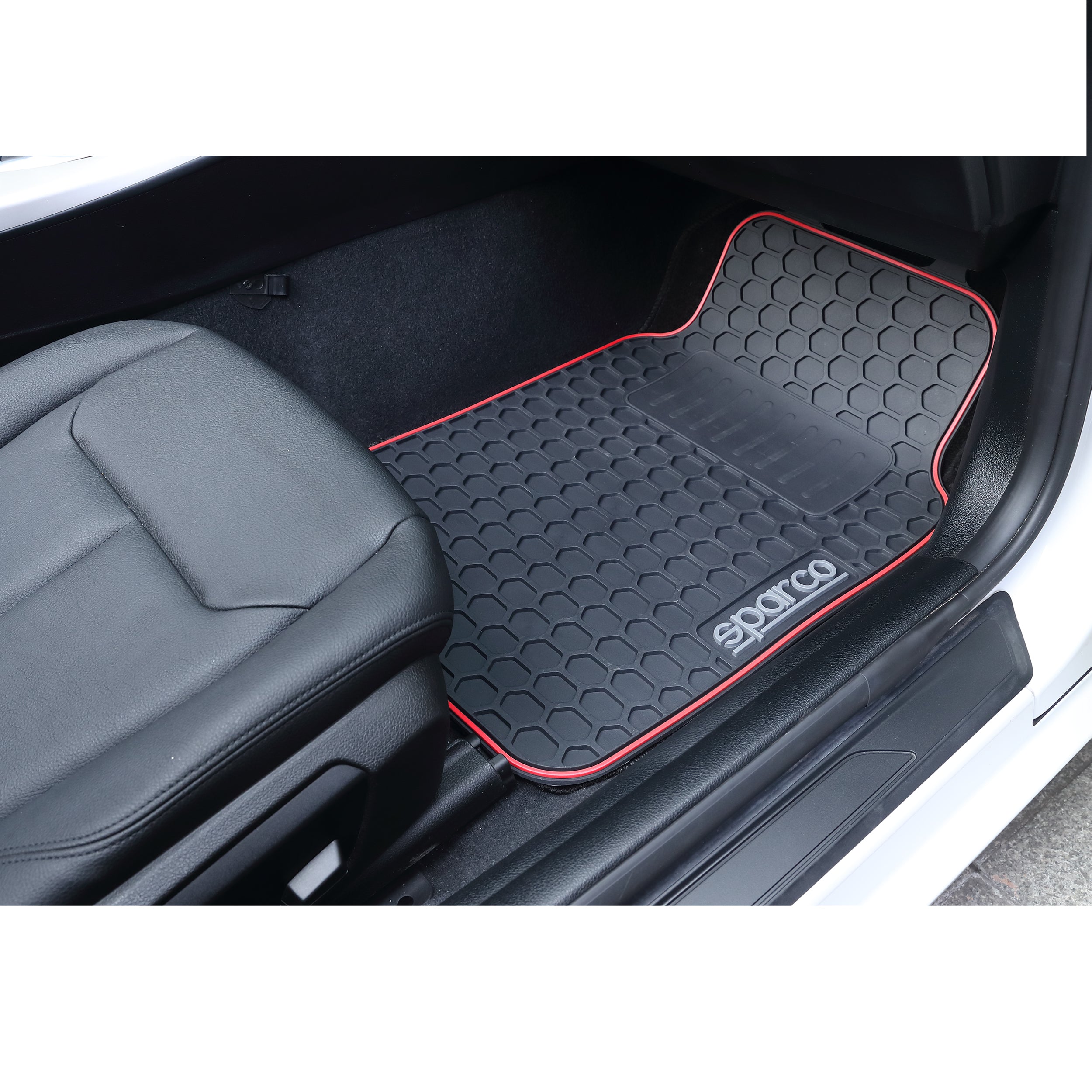 Alfombras Auto PVC Sparco Negro Rojo Universales 3 Piezas-Alfombras Universales-Multishop Uruguay