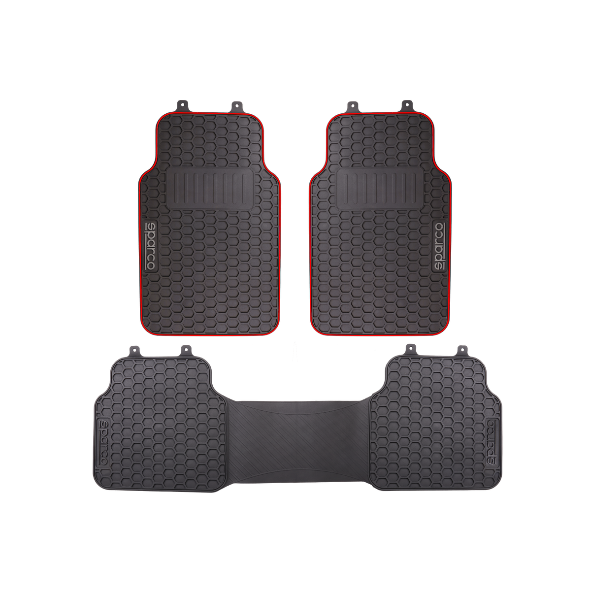 Alfombras Auto PVC Sparco Negro Rojo Universales 3 Piezas-Alfombras Universales-Multishop Uruguay