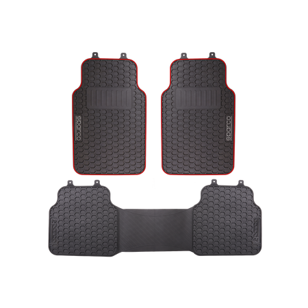 Alfombras Auto PVC Sparco Negro Rojo Universales 3 Piezas-Alfombras Universales-Multishop Uruguay