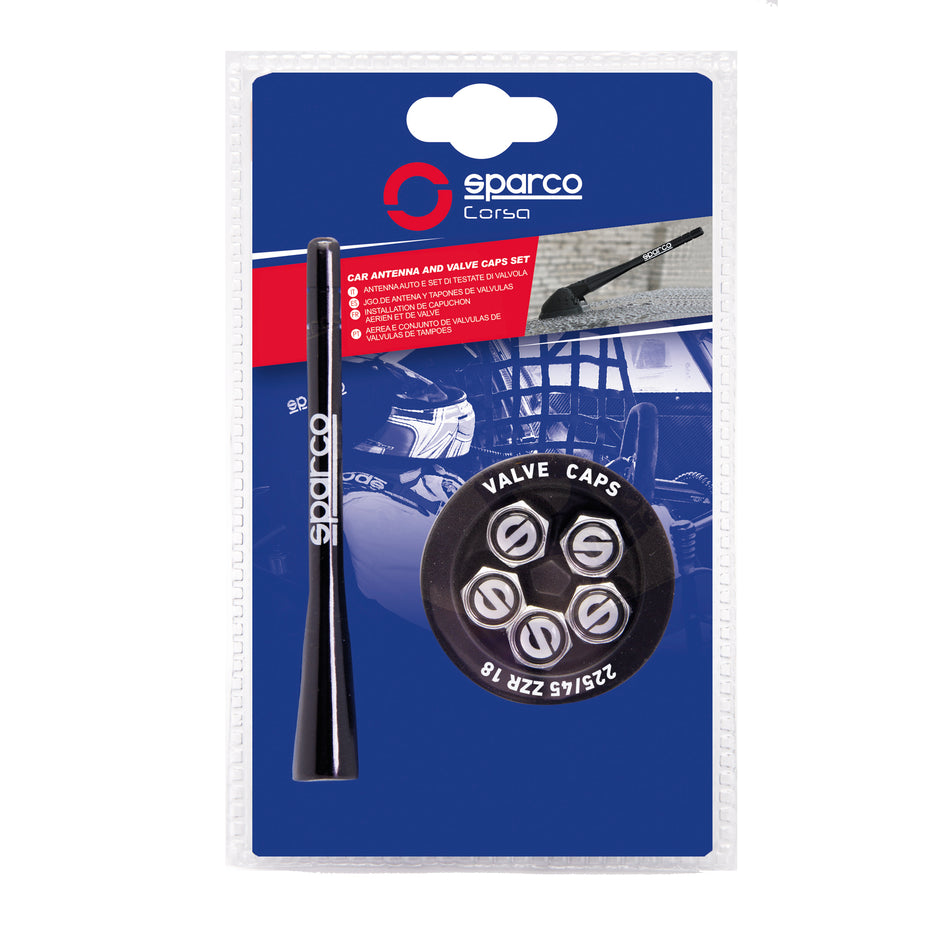 Antena Corta + Tapones de Válvula Sparco Aluminio Universal-Antenas-Multishop Uruguay