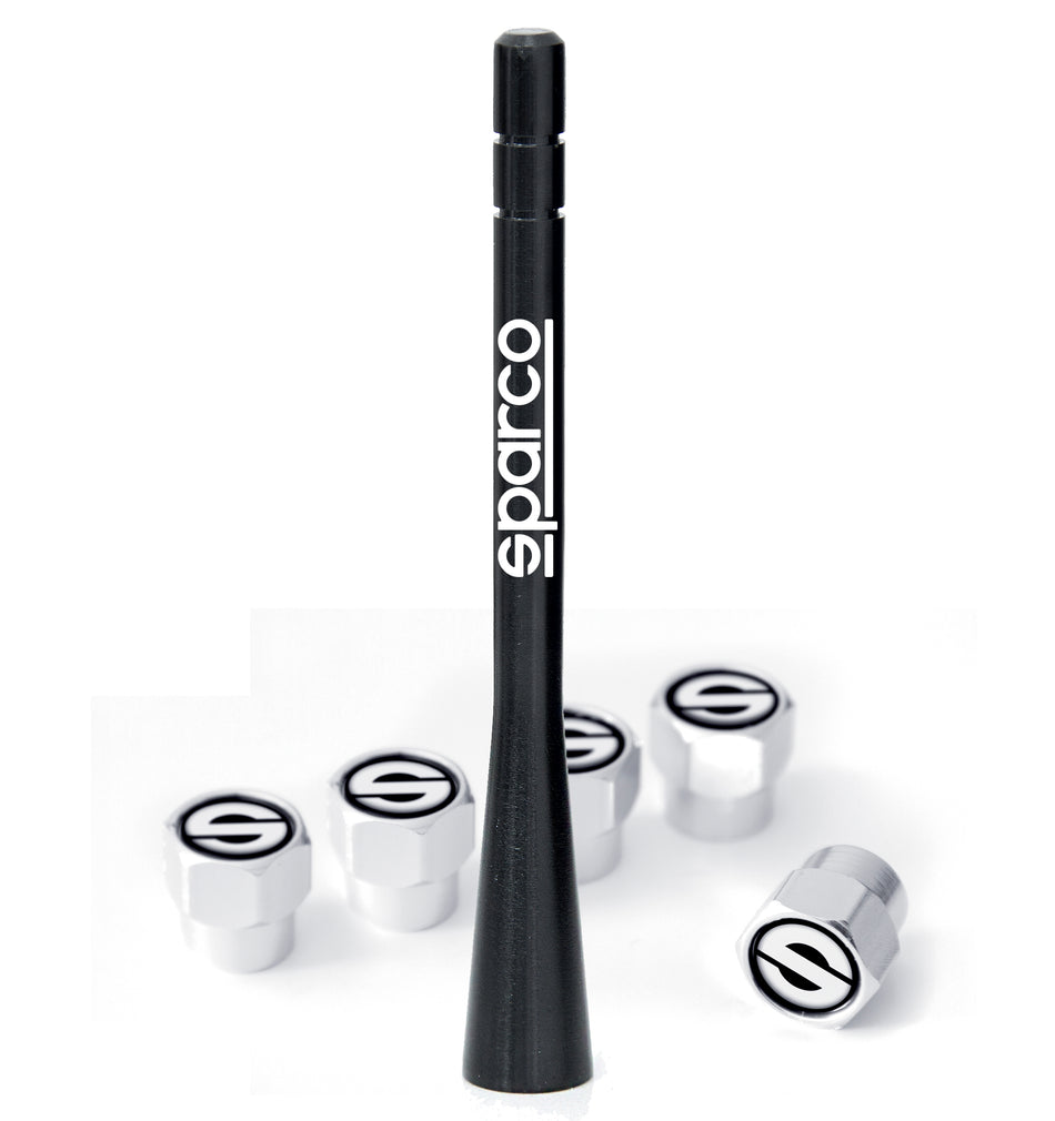 Antena Corta + Tapones de Válvula Sparco Aluminio Universal-Antenas-Multishop Uruguay