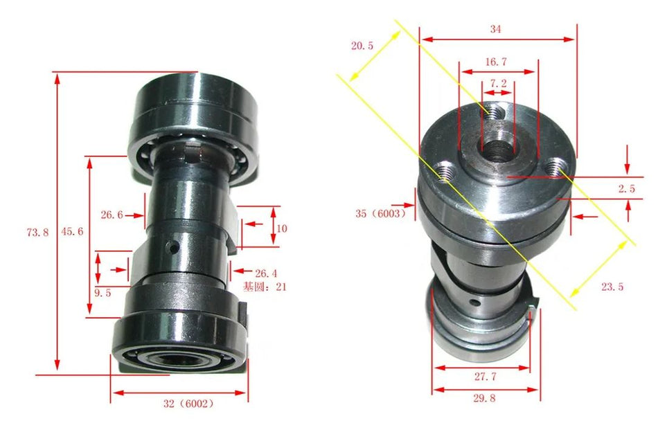 Árbol de Levas Moto 110 125 Con Freno-Árboles de levas motos-Multishop Uruguay