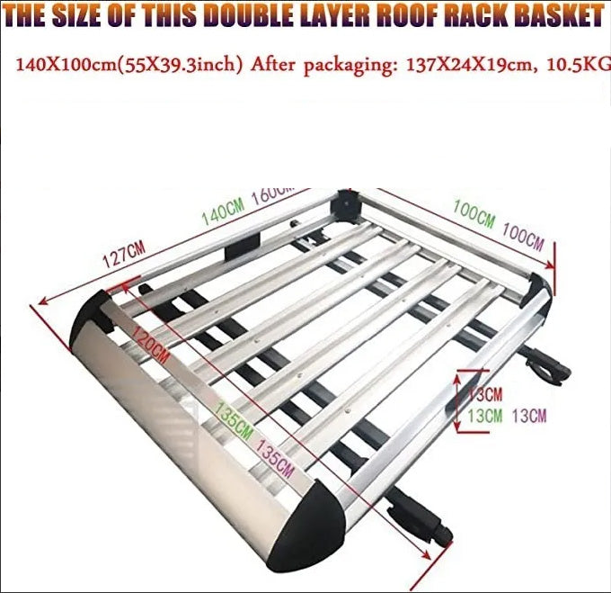Barra de techo Parrilla universal 140x100 cm aluminio-Portaequipajes-Multishop Uruguay