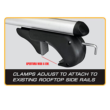 Barras de Techo Ajustables Aluminio con llave – Universal-Portaequipajes-Multishop Uruguay