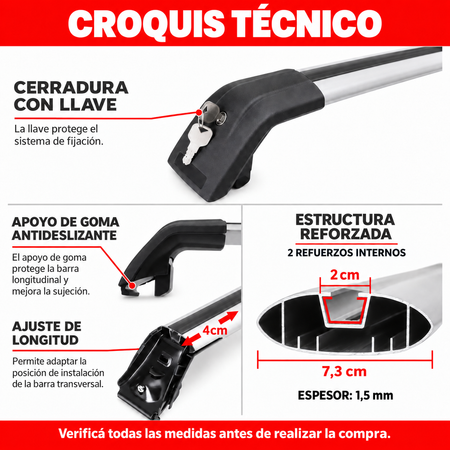 Barras Techo Transversales BYD Yuan Plus-Portaequipajes-Multishop Uruguay