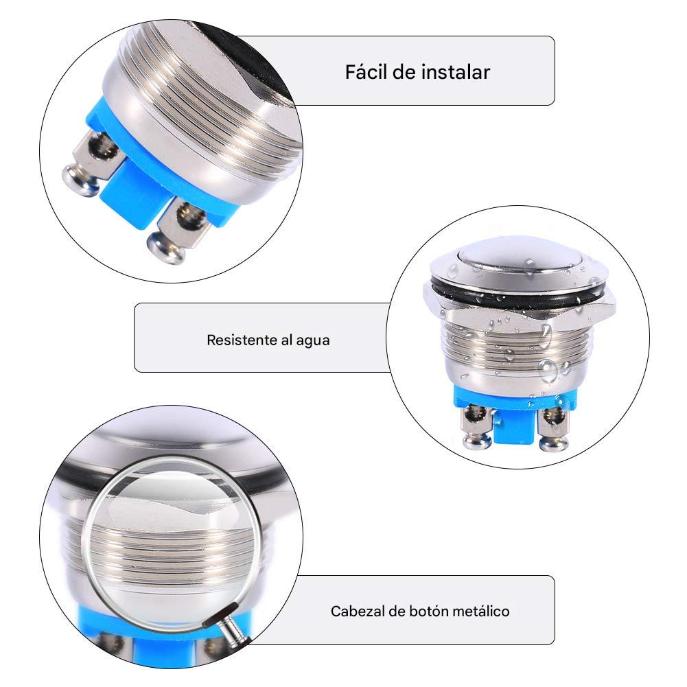 Botón arranque metálico 12V 19mm-Enchufes-Multishop Uruguay