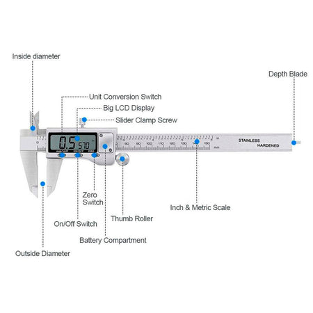 Calibre Digital 150 mm Acero Inoxidable-Calibres-Multishop Uruguay