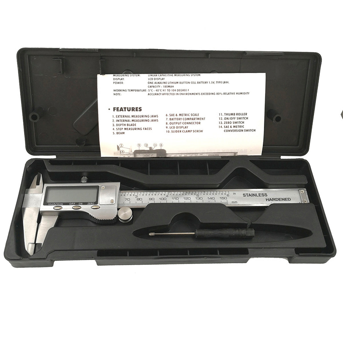 Calibre Digital 150 mm Acero Inoxidable-Calibres-Multishop Uruguay