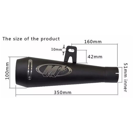 Caño Escape Moto 350 Mm Negro-Escape Moto-Multishop Uruguay