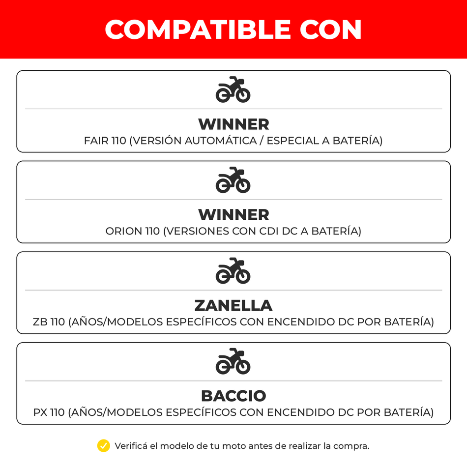 CDI Moto 110 4 Terminales DC a Batería-Módulos CDI motos-Multishop Uruguay