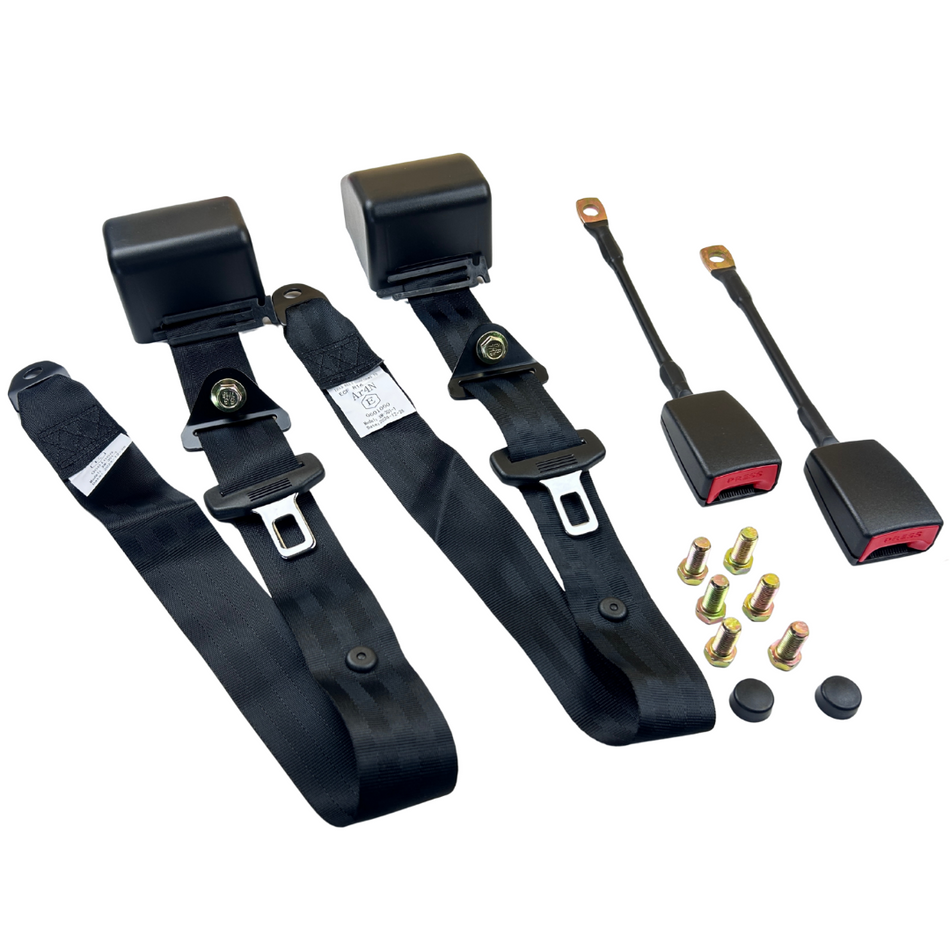 Cinto Cinturón de Seguridad 3 Puntas Retráctil Universal x2 Un-Cintos de Seguridad-Multishop Uruguay