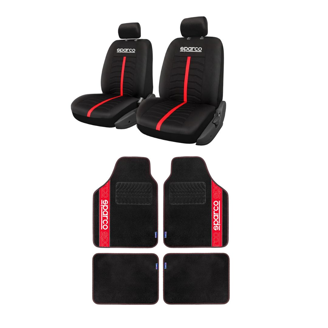 Combo Alfombras y Cubreasientos Pick Up Sparco Rojo-Combos Accesorios-Multishop Uruguay