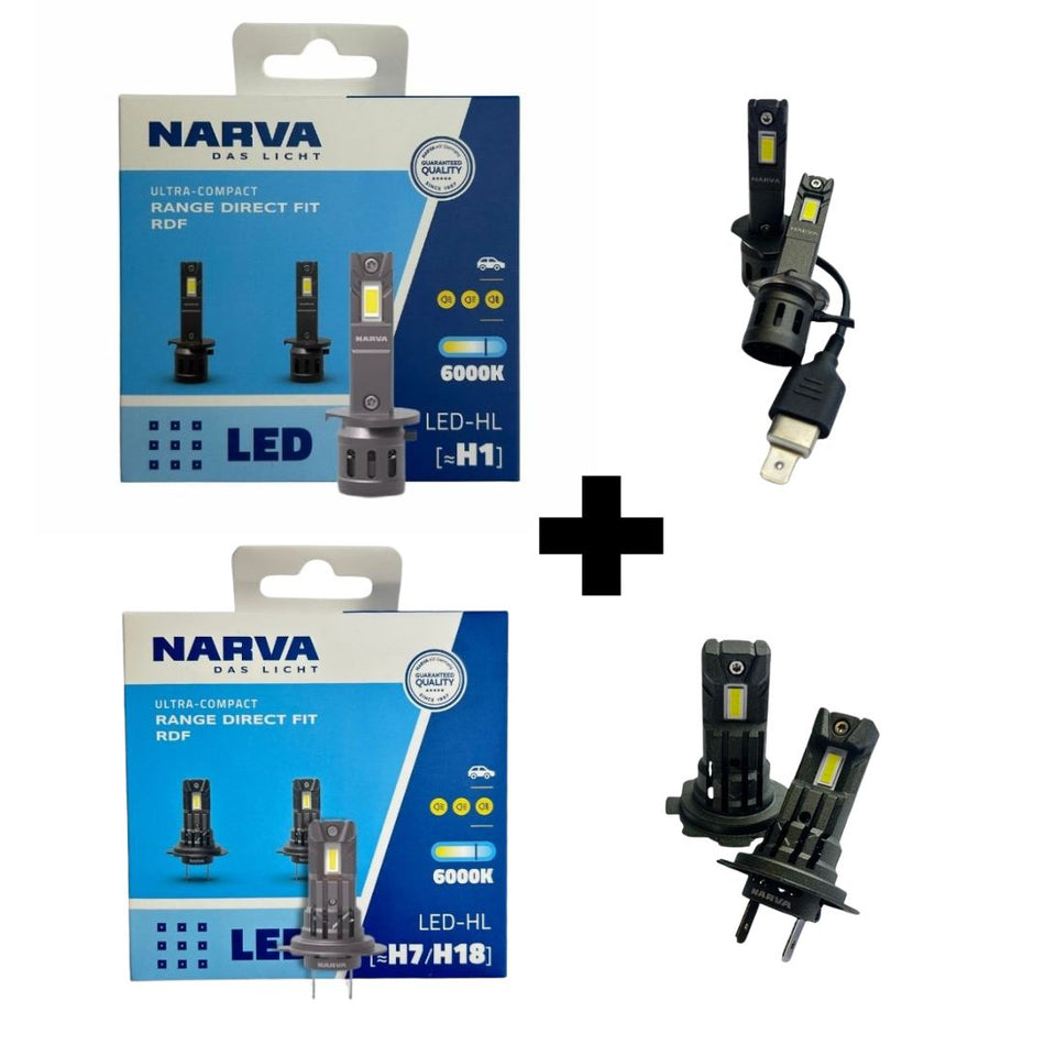 Combo Kit LED Narva H1 + H7 Direct Fit-Combo Iluminacion-Multishop Uruguay