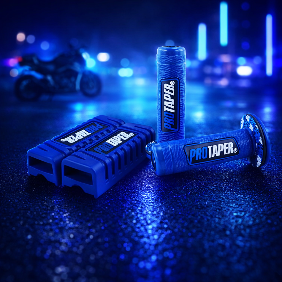 Combo Puños + Posapies Protaper Azul + 2 Lámparas T10 24 Led-Combos Motos-Multishop Uruguay