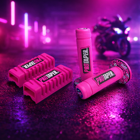 Combo Puños + Posapies Protaper Rosado + 2 Lámparas T10 24 Led-Combos Motos-Multishop Uruguay