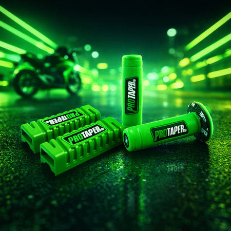 Combo Puños + Posapies Protaper Verde + 2 Lámparas T10 24 Led-Combos Motos-Multishop Uruguay