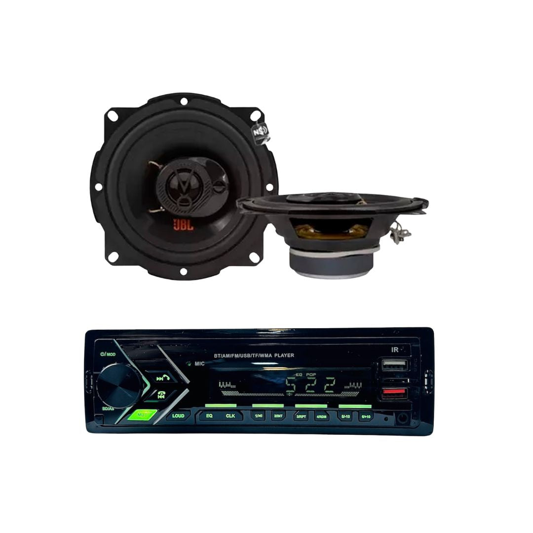 Combo Radio 1 Din Bluetooth + Parlantes JBL 5 Pulgadas-Combos Audio-Multishop Uruguay