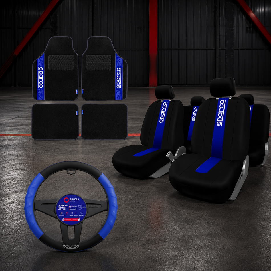 Combo Sparco - Alfombras + Cubreasientos + Cubrevolante Universal-Combos Accesorios-Multishop Uruguay