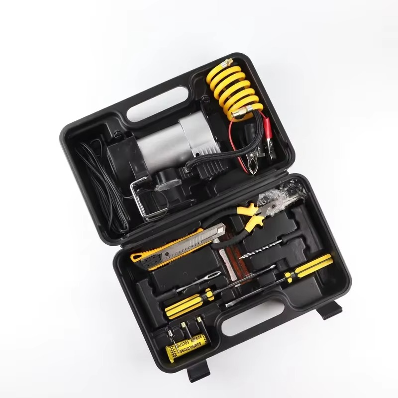 Compresor Inflador 12V Doble Cilindro + Kit Repara Neumáticos-Infladores y Compresores-Multishop Uruguay