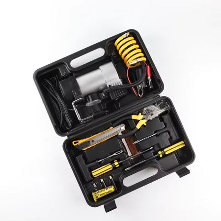Compresor Inflador 12V Doble Cilindro + Kit Repara Neumáticos-Infladores y Compresores-Multishop Uruguay