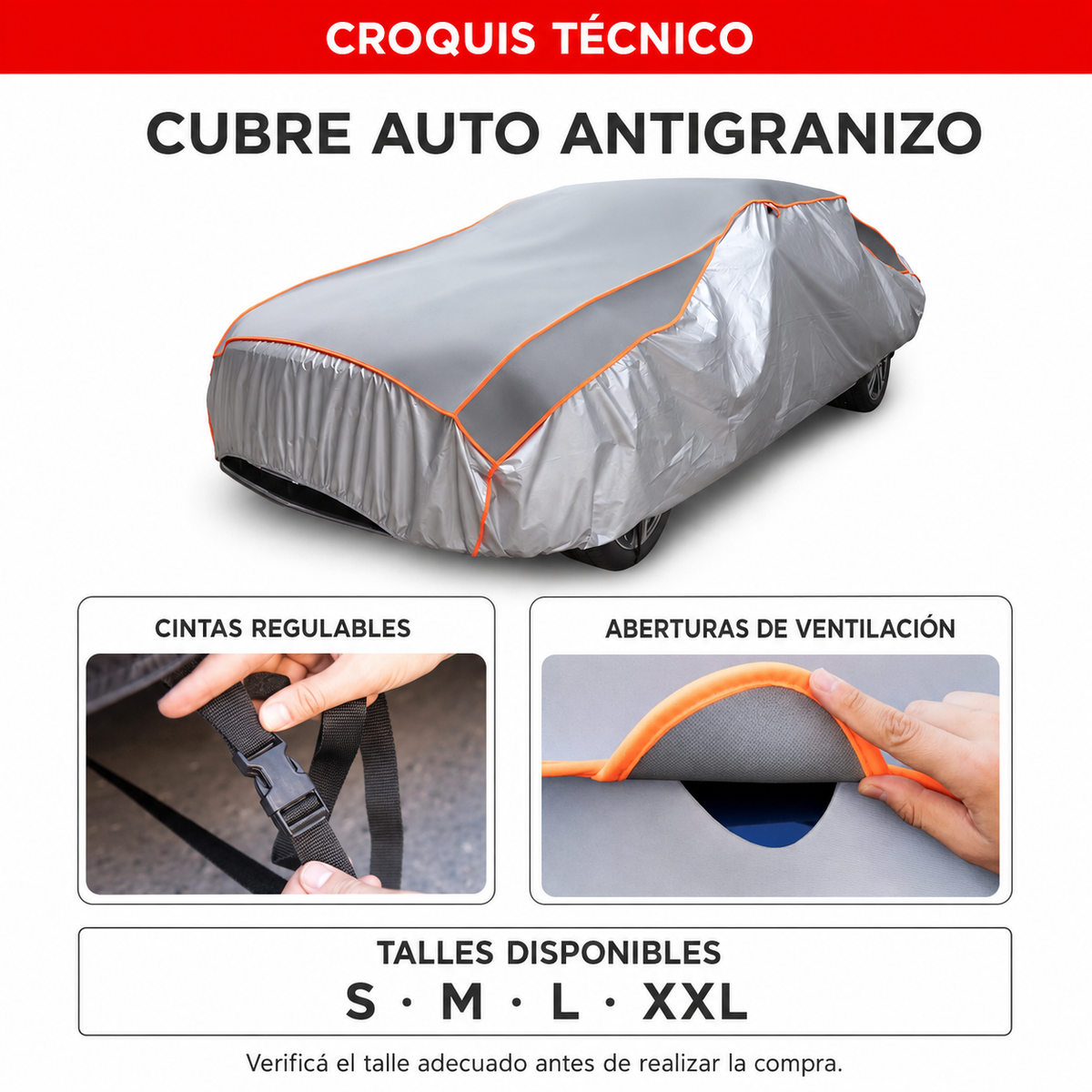 Cubre Auto Cobertor Antigranizo con Espuma de 5 mm-Cubreautos-Multishop Uruguay