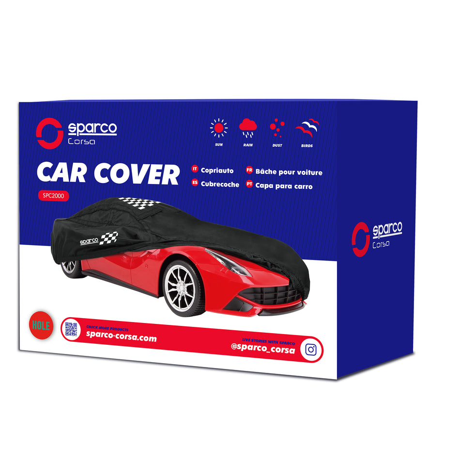 Cubre Auto Sparco Negro Poliéster con Recubrimiento PU-Cubreautos-Multishop Uruguay