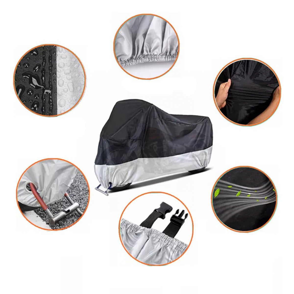 Cubre Moto Tela Polyester Negro/Gris-Cubre Motos-Multishop Uruguay