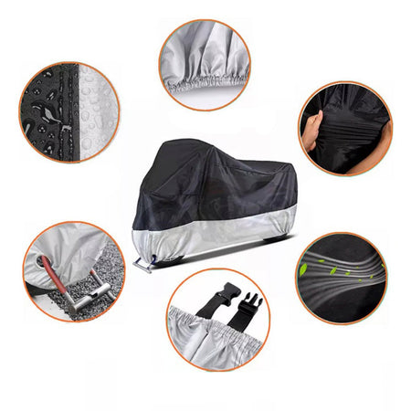Cubre Moto Tela Polyester Negro/Gris-Cubre Motos-Multishop Uruguay