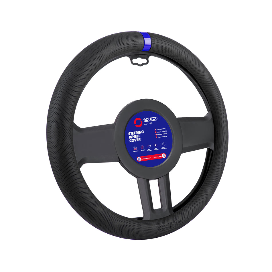 Cubre Volante Sparco Deportivo 38 cm Universal Negro con Azul-Cubrevolantes-Multishop Uruguay