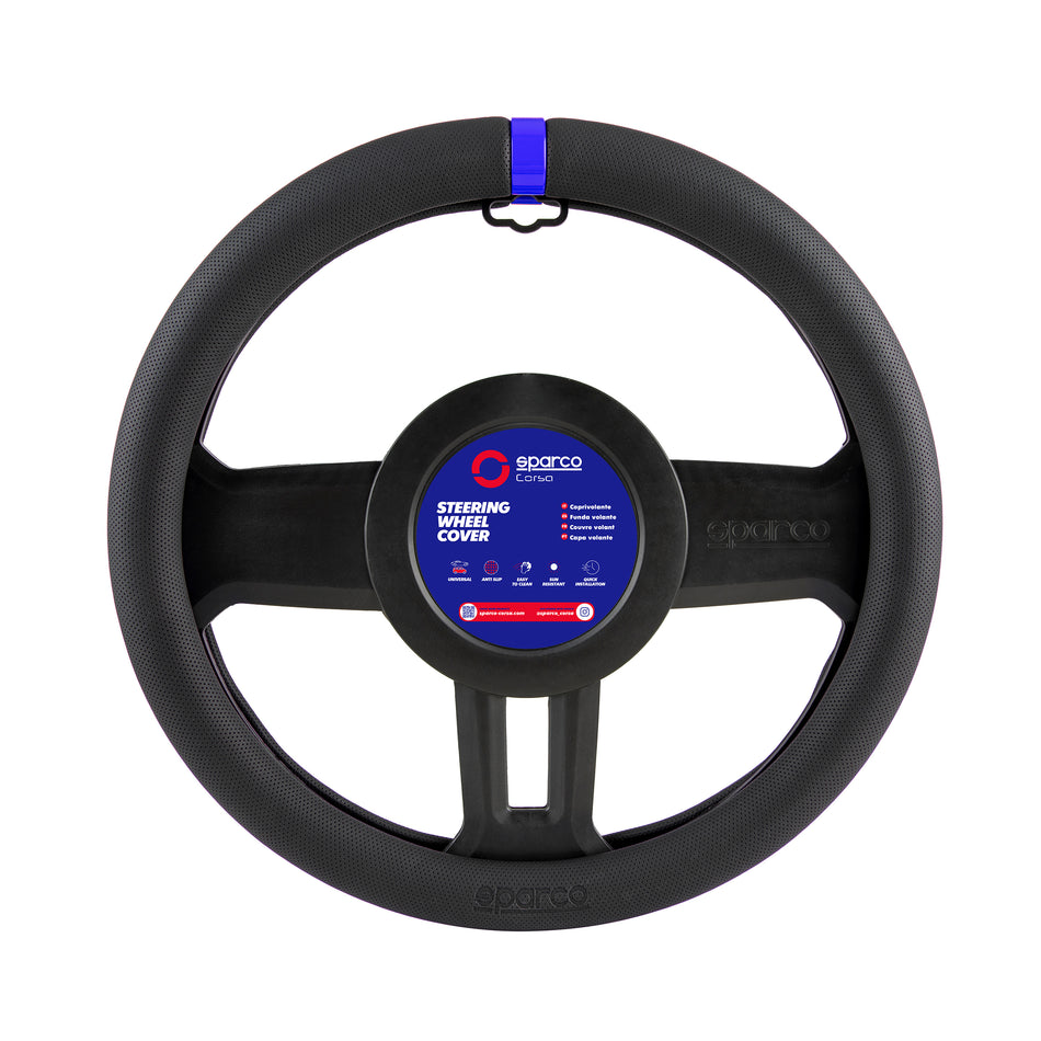 Cubre Volante Sparco Deportivo 38 cm Universal Negro con Azul-Cubrevolantes-Multishop Uruguay
