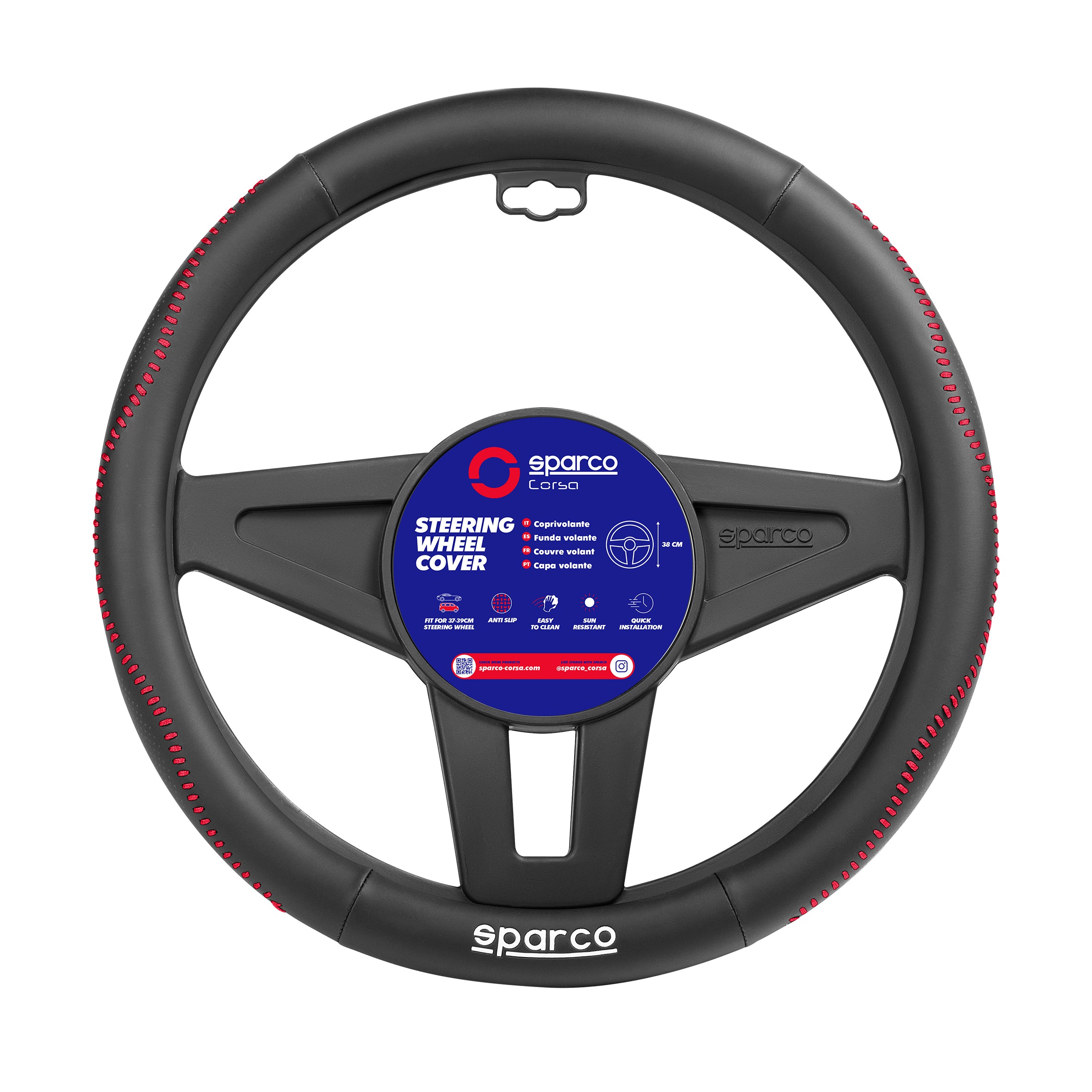Cubre Volante Sparco Deportivo 38 cm Universal-Cubrevolantes-Multishop Uruguay