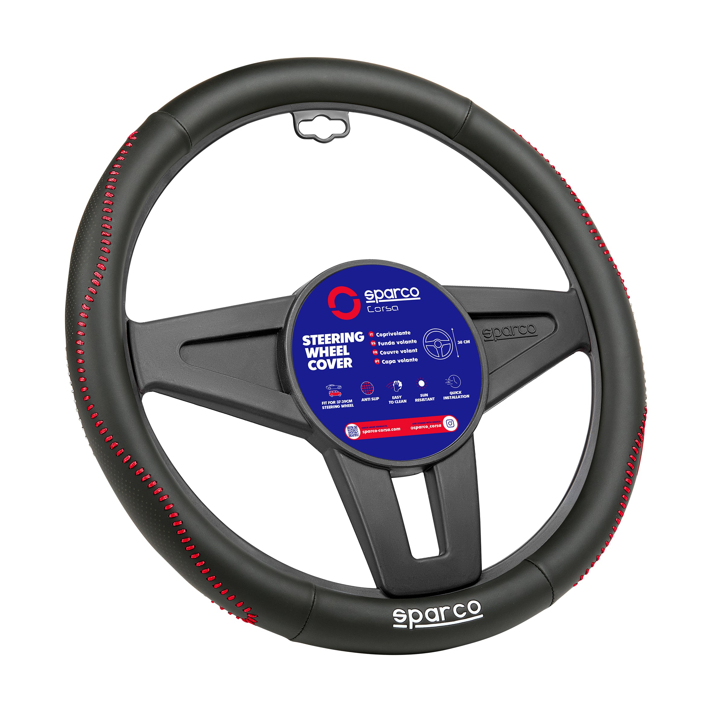 Cubre Volante Sparco Deportivo 38 cm Universal-Cubrevolantes-Multishop Uruguay