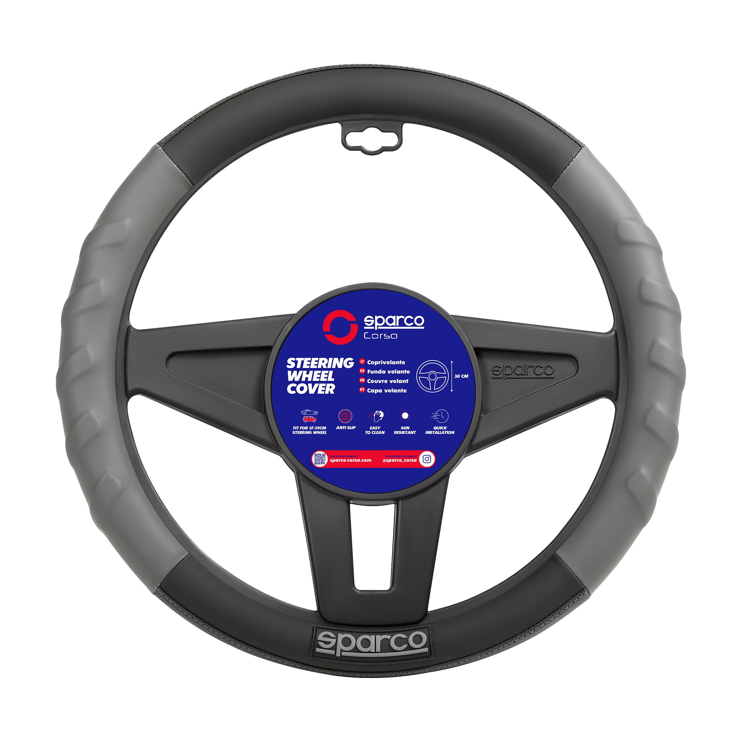 Cubre Volante Sparco Deportivo 38 cm Universal-Cubrevolantes-Multishop Uruguay