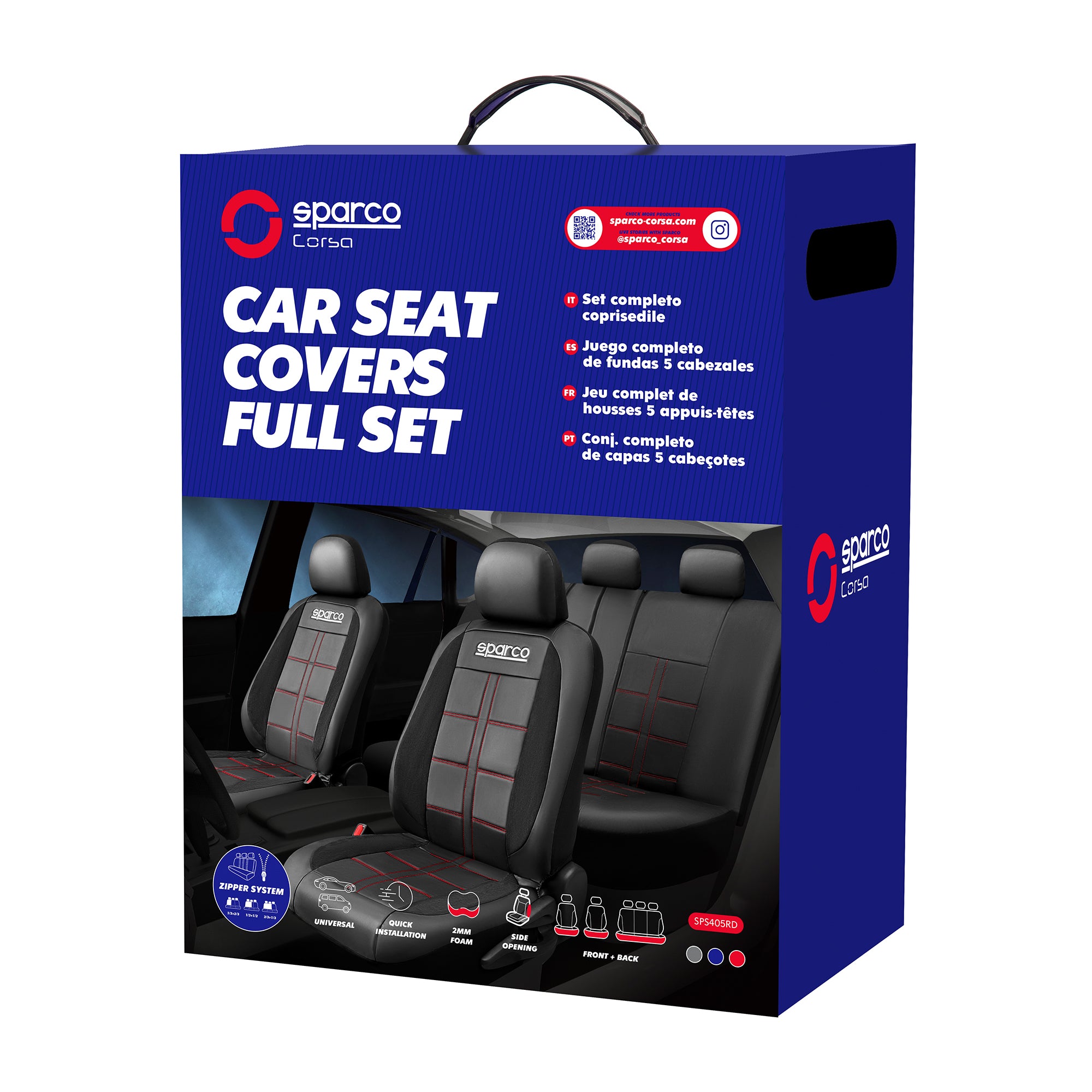 Cubreasientos Sparco Lodi 11 Piezas Universales PVC + Gamuza-Cubreasientos Universales-Multishop Uruguay