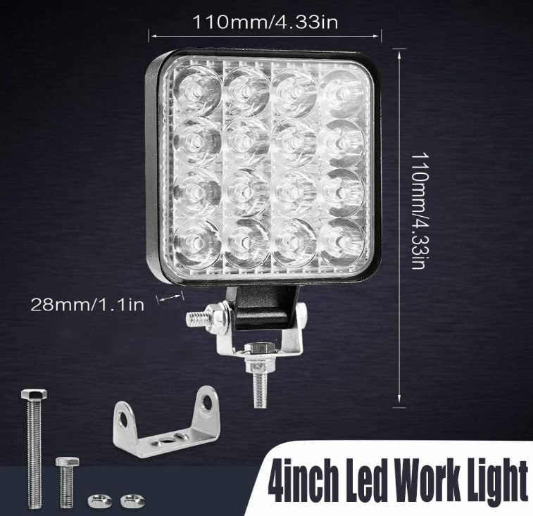 Faro Caminero Cuadrado 16 Led 48W-Faro Caminero-Multishop Uruguay