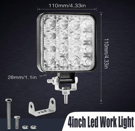 Faro Caminero Cuadrado 16 Led 48W-Faro Caminero-Multishop Uruguay