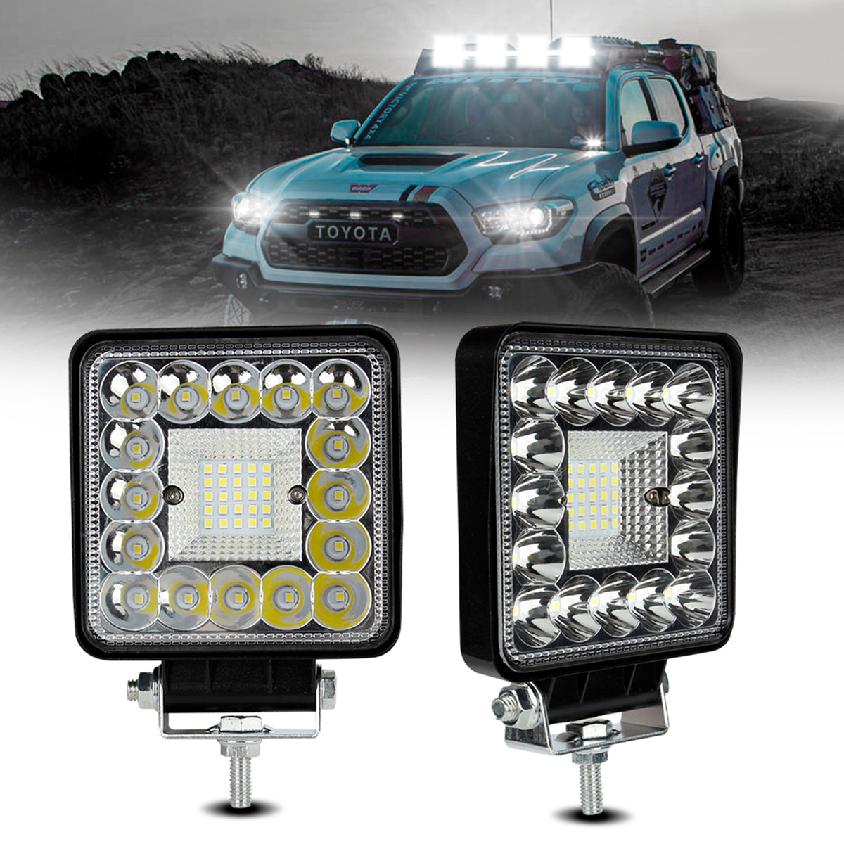 Faro Caminero Cuadrado 20W Alta/Baja/Flash-Faro Caminero-Multishop Uruguay