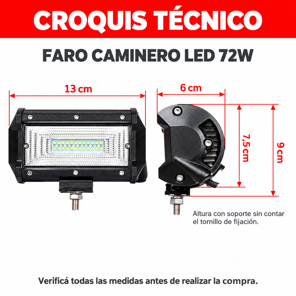 Faro Caminero LED 72W 4”-Faro Caminero-Multishop Uruguay