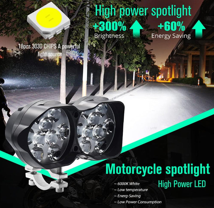 Faro Caminero Led Doble 18 Led-Faro Caminero-Multishop Uruguay