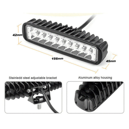 Faro Caminero Rectangular Bicolor Blanco/Ambar 18 Led 54W-Faro Caminero-Multishop Uruguay