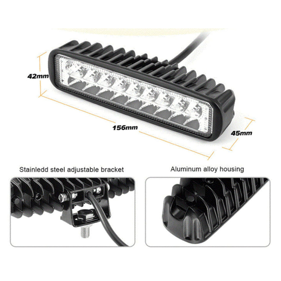 Faro Caminero Rectangular Bicolor Blanco/Ambar 18 Led 54W-Faro Caminero-Multishop Uruguay