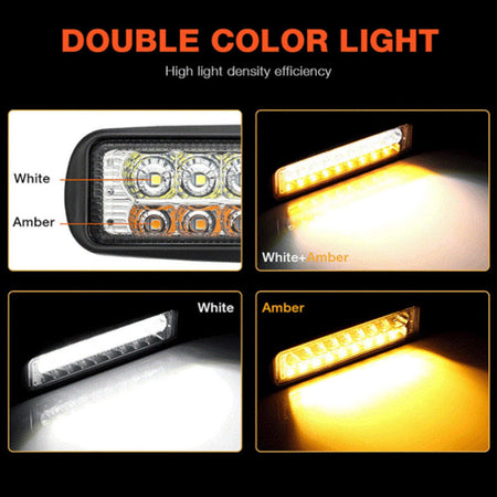 Faro Caminero Rectangular Bicolor Blanco/Ambar 18 Led 54W-Faro Caminero-Multishop Uruguay