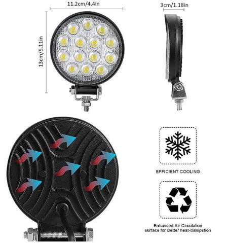 Faro Caminero Redondo 14 Led 42W-Faro Caminero-Multishop Uruguay
